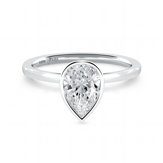 Preset Bezel Pear Solitaire Engagement Ring - Center Diamond Included
