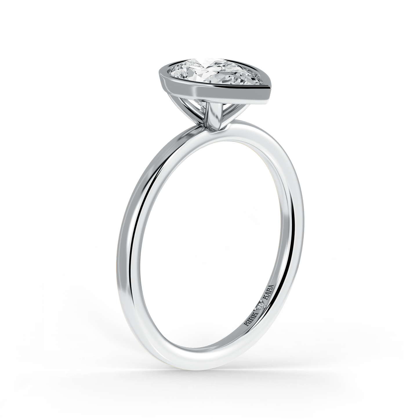 Preset Bezel Pear Solitaire Engagement Ring - Center Diamond Included