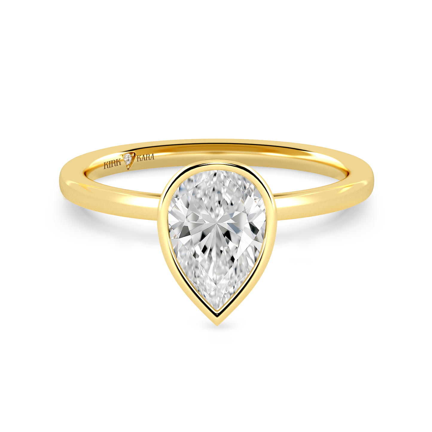 Preset Bezel Pear Solitaire Engagement Ring - Center Diamond Included