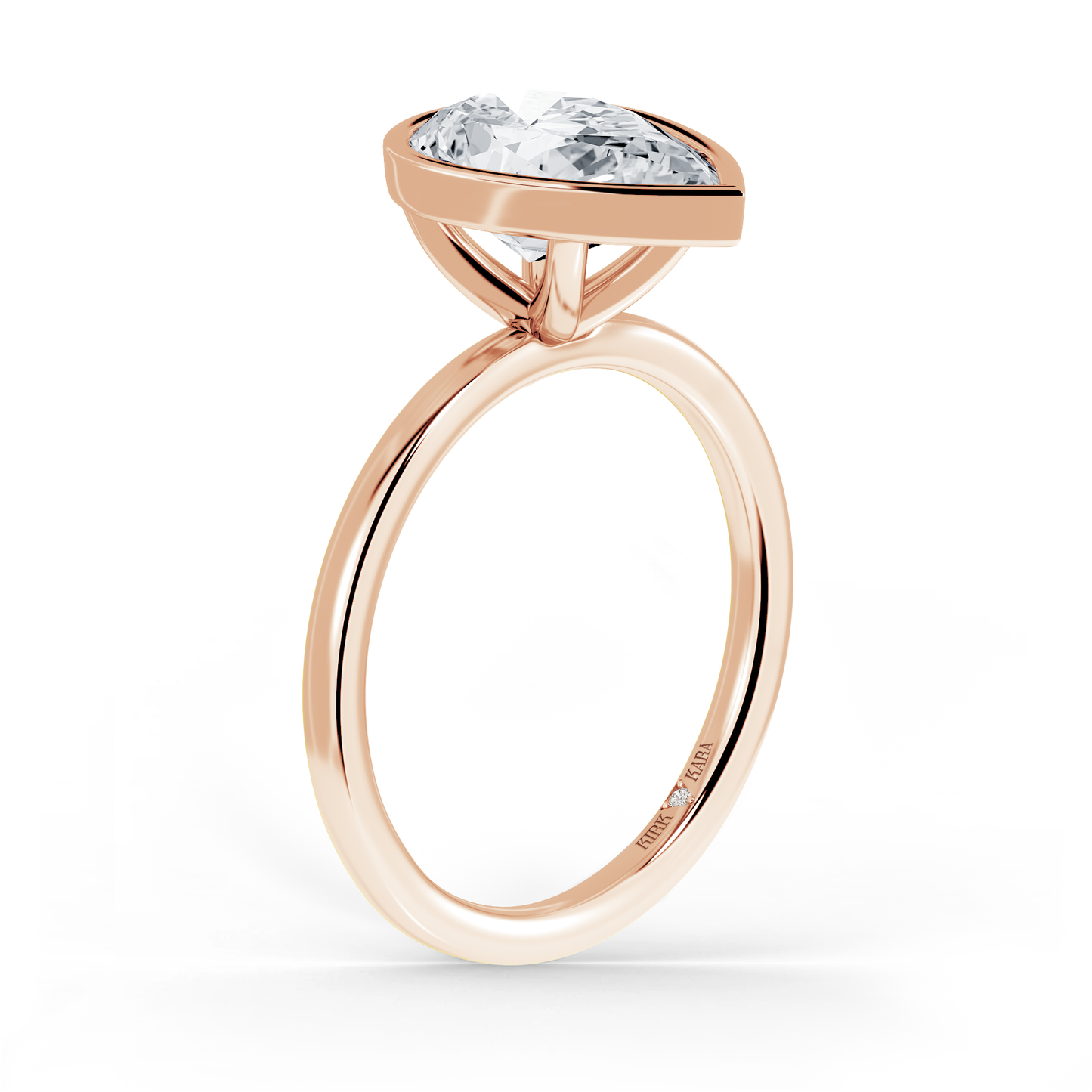 Preset Bezel Pear Solitaire Engagement Ring - Center Diamond Included