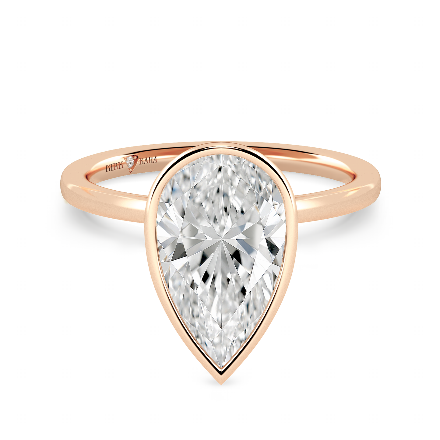 Preset Bezel Pear Solitaire Engagement Ring - Center Diamond Included