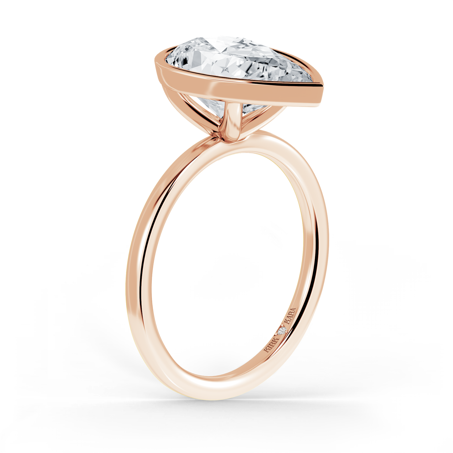 Preset Bezel Pear Solitaire Engagement Ring - Center Diamond Included
