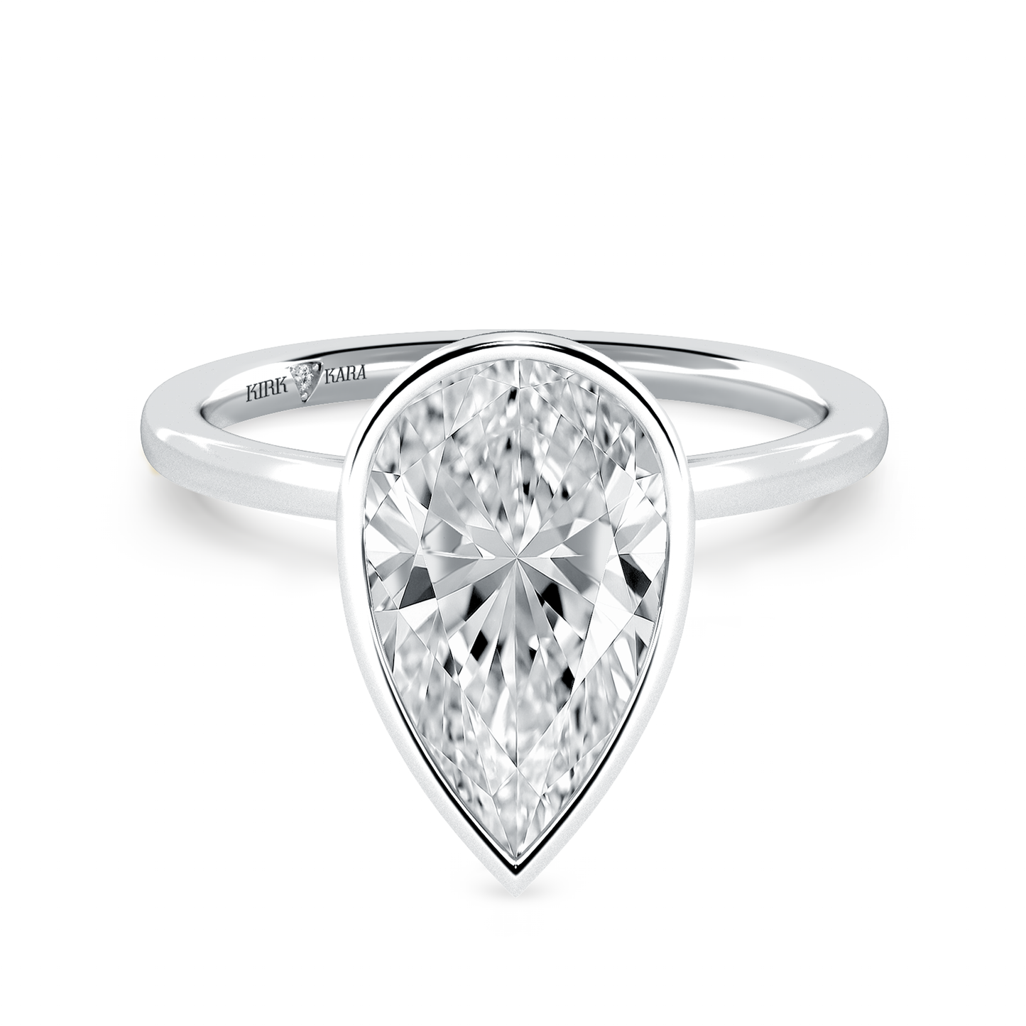 Preset Bezel Pear Solitaire Engagement Ring - Center Diamond Included
