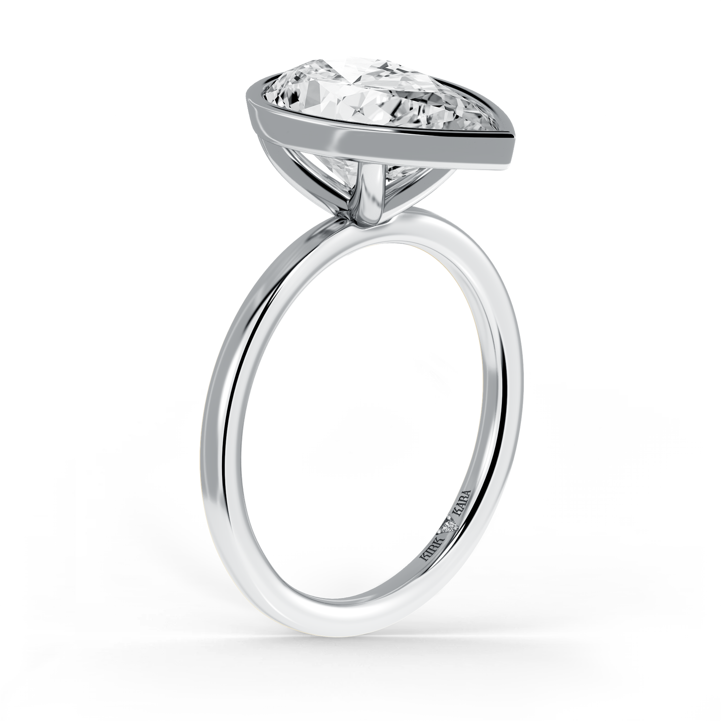 Preset Bezel Pear Solitaire Engagement Ring - Center Diamond Included