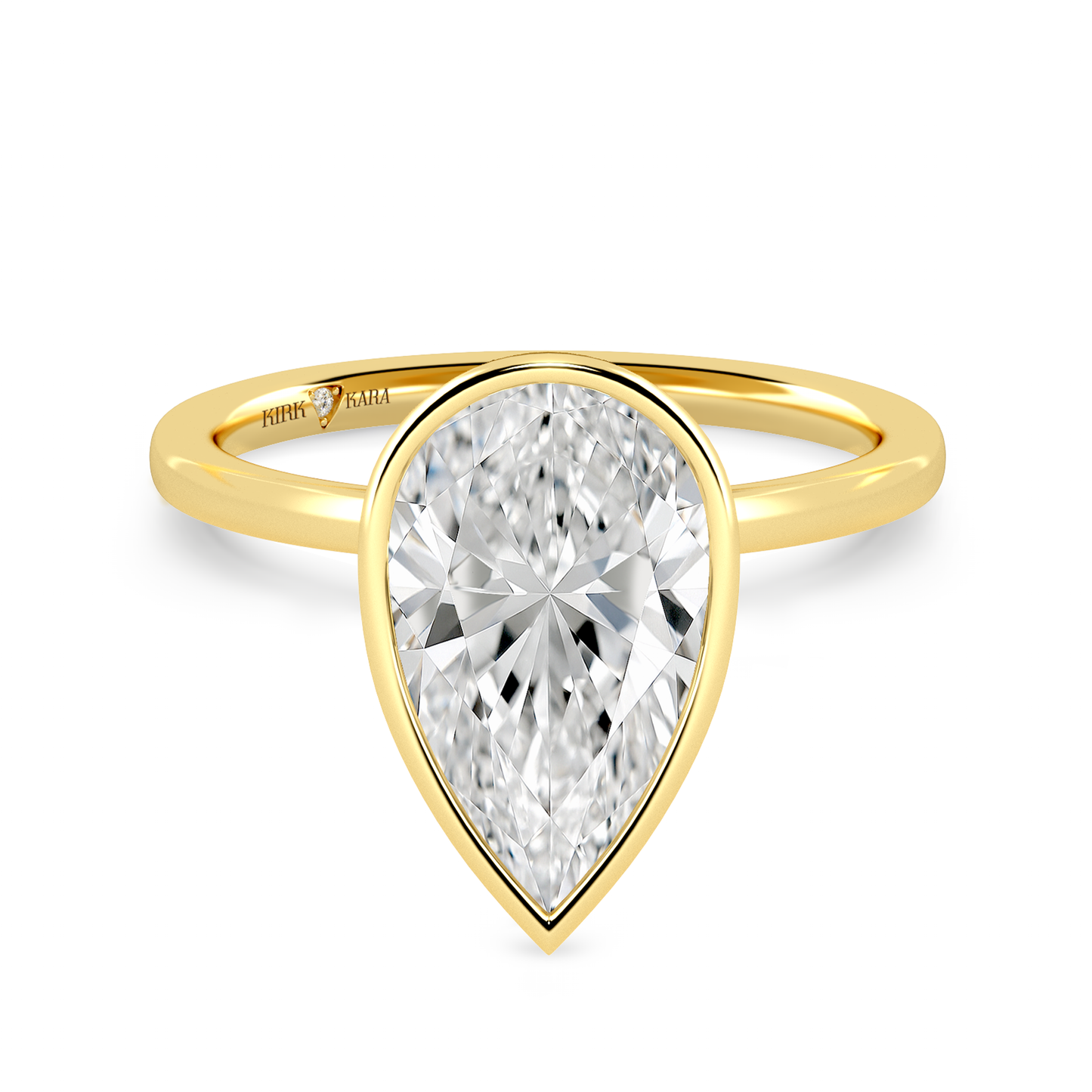 Preset Bezel Pear Solitaire Engagement Ring - Center Diamond Included