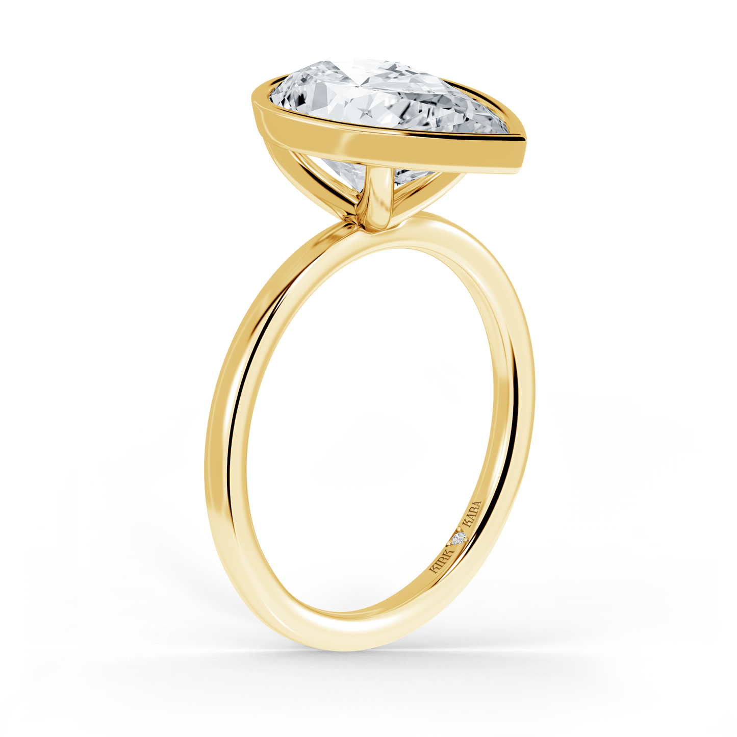 Preset Bezel Pear Solitaire Engagement Ring - Center Diamond Included