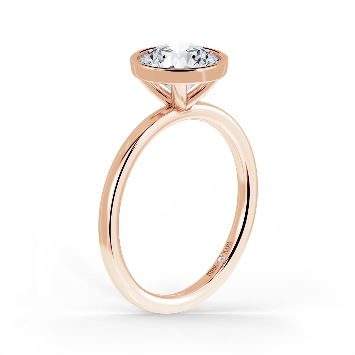 Preset Bezel Round Solitaire Engagement Ring - Center Diamond Included