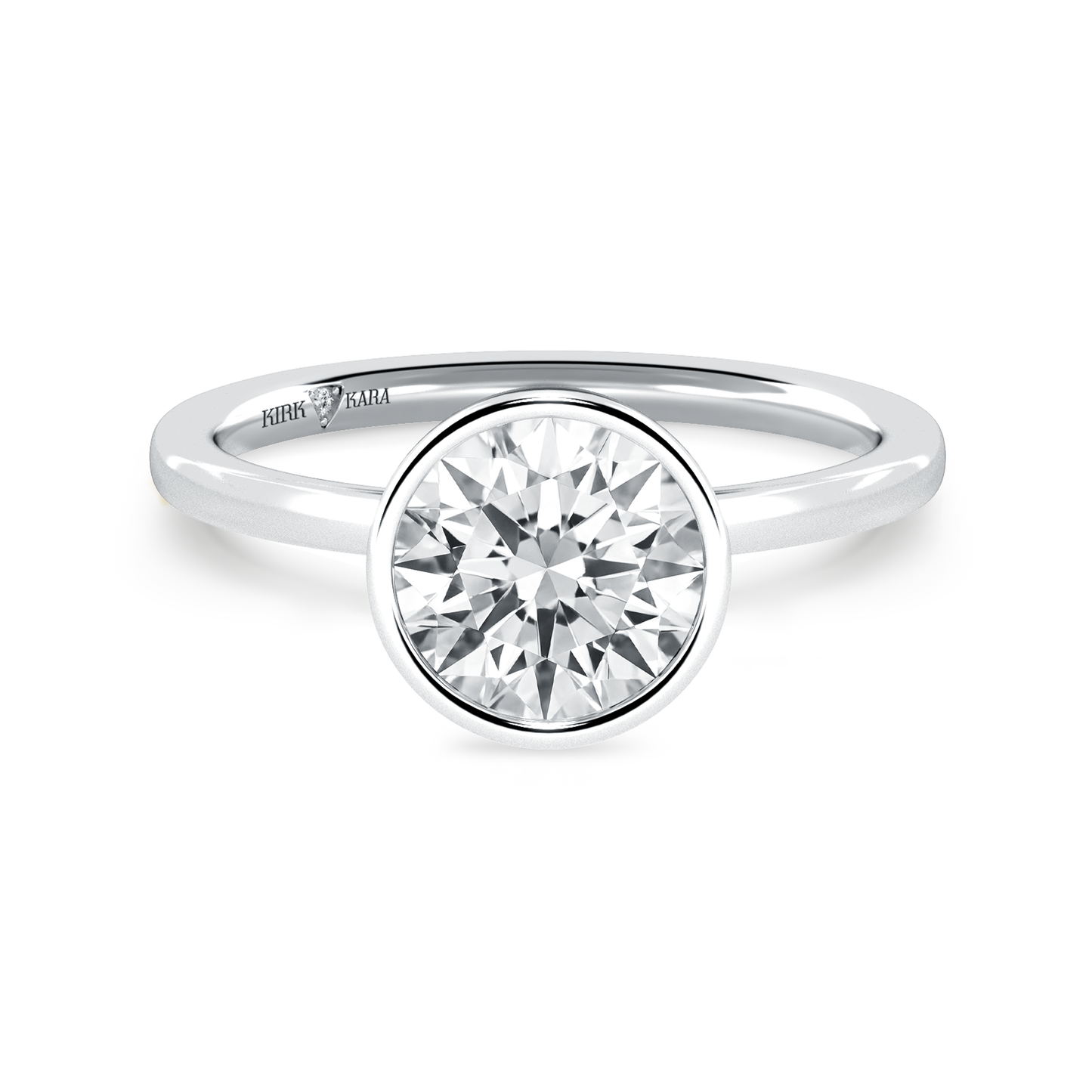 Preset Bezel Round Solitaire Engagement Ring - Center Diamond Included