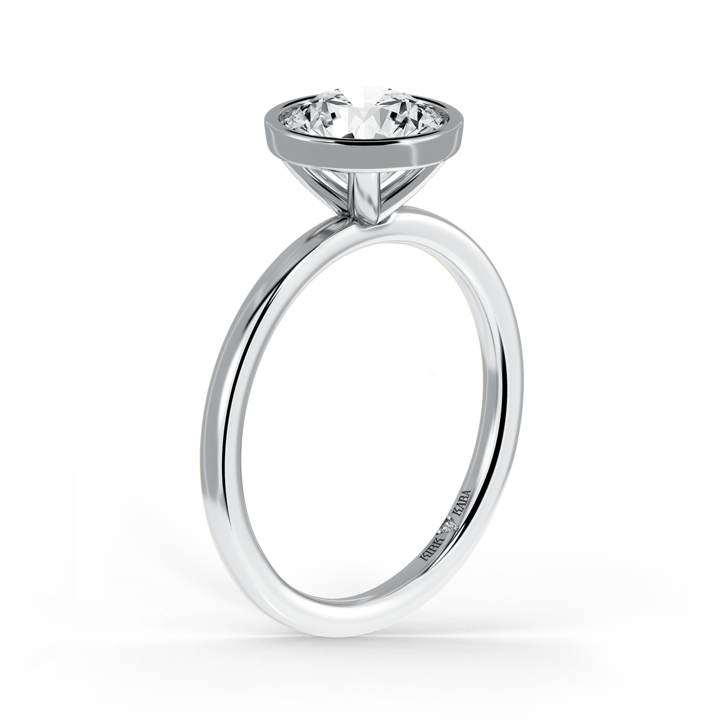 Preset Bezel Round Solitaire Engagement Ring - Center Diamond Included