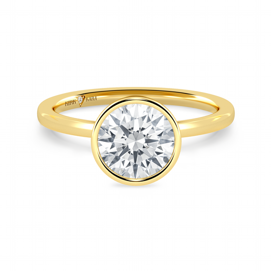 Preset Bezel Round Solitaire Engagement Ring - Center Diamond Included