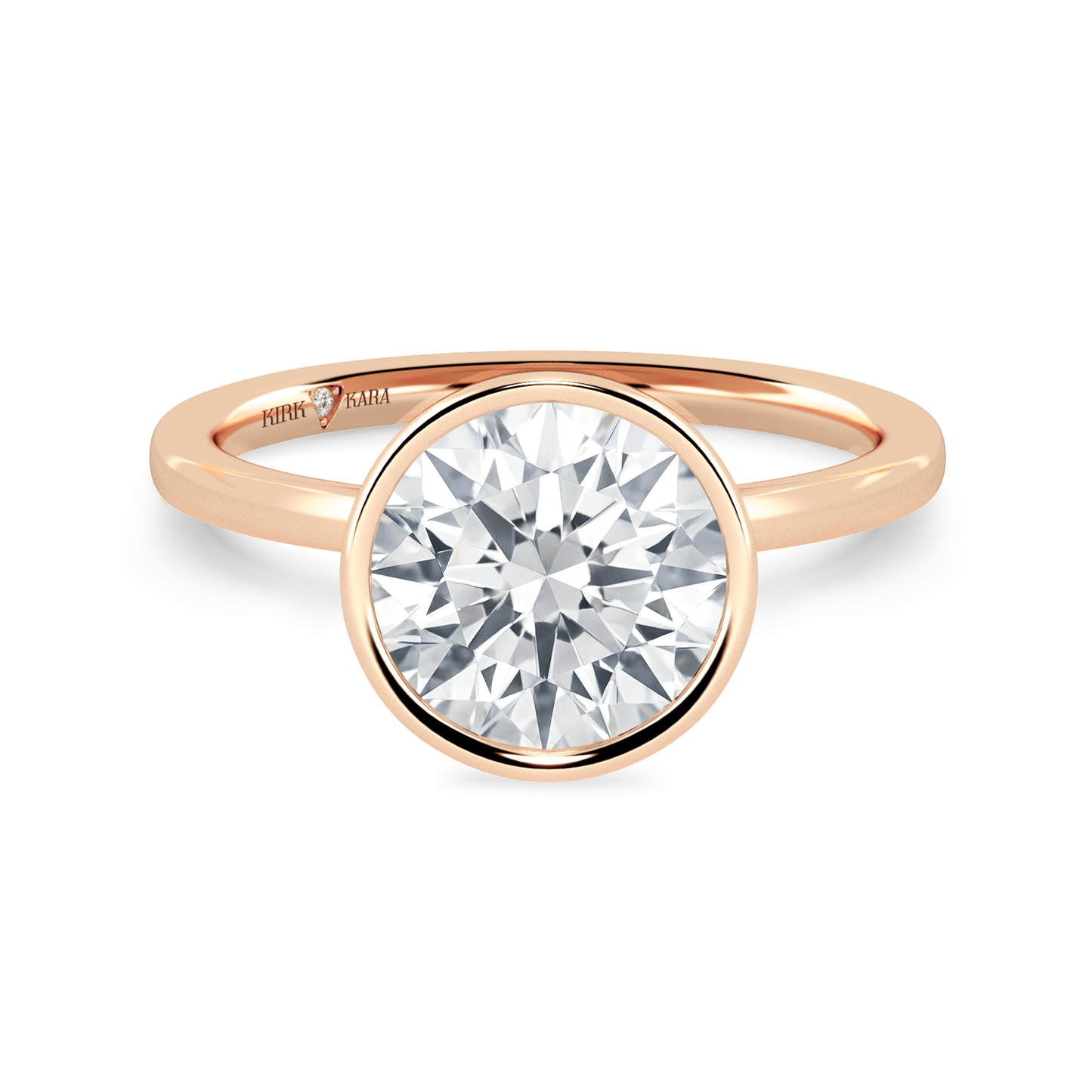 Preset Bezel Round Solitaire Engagement Ring - Center Diamond Included