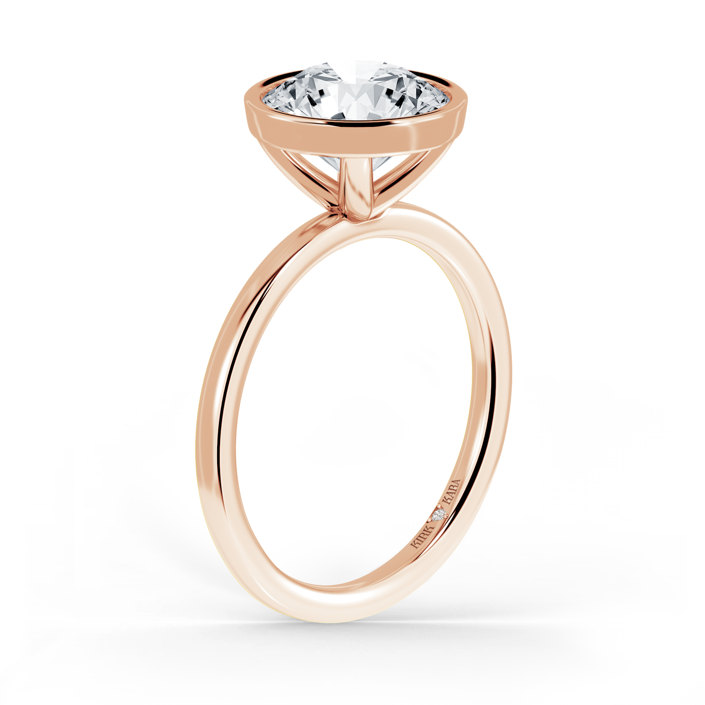 Preset Bezel Round Solitaire Engagement Ring - Center Diamond Included