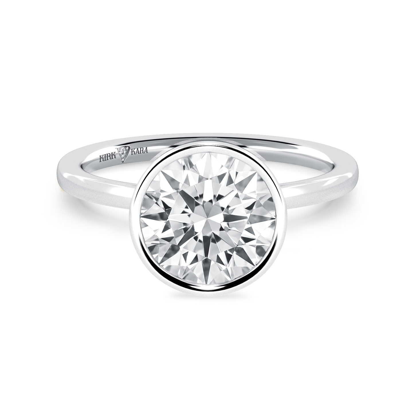 Preset Bezel Round Solitaire Engagement Ring - Center Diamond Included