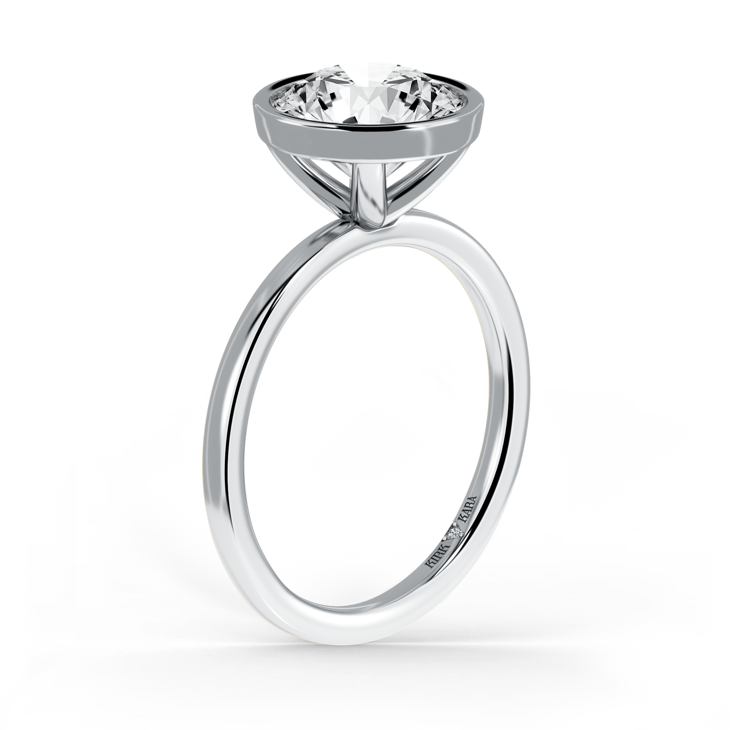 Preset Bezel Round Solitaire Engagement Ring - Center Diamond Included