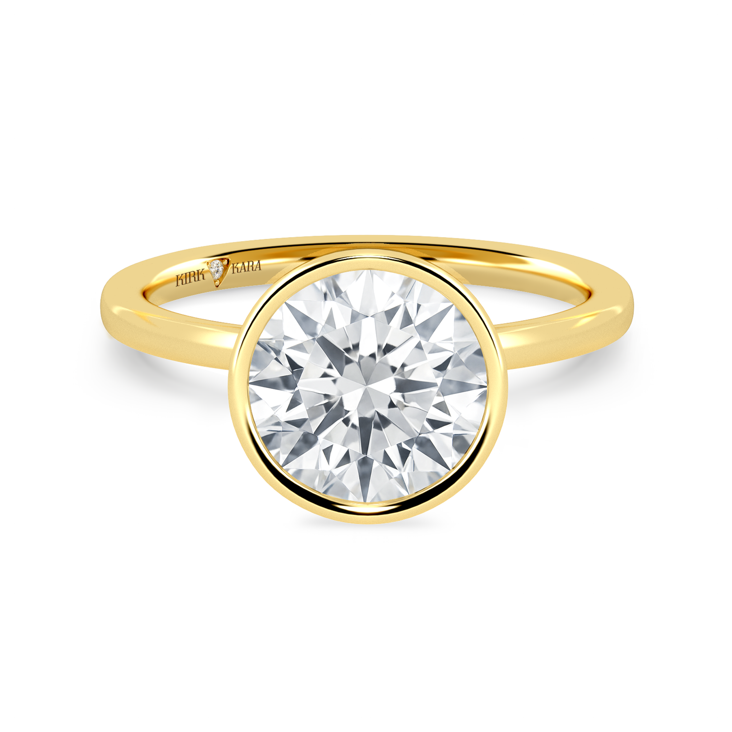 Preset Bezel Round Solitaire Engagement Ring - Center Diamond Included