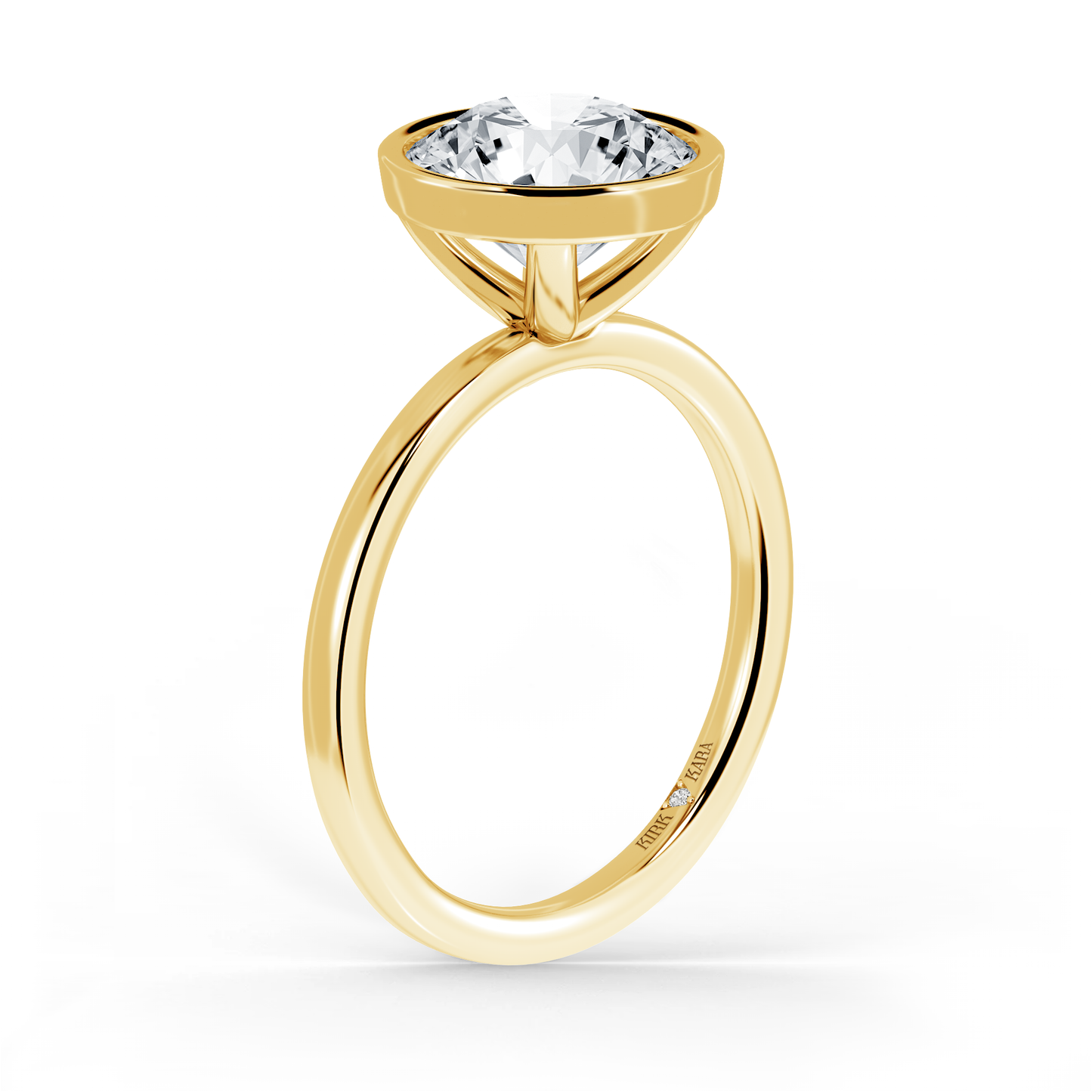 Preset Bezel Round Solitaire Engagement Ring - Center Diamond Included