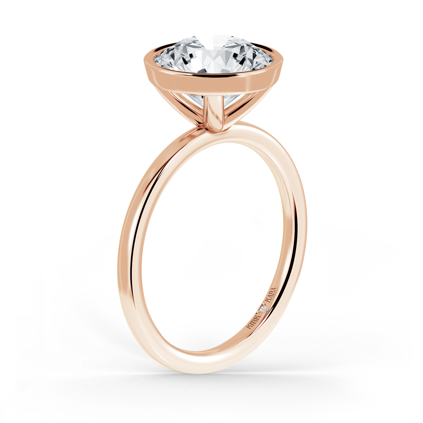 Preset Bezel Round Solitaire Engagement Ring - Center Diamond Included