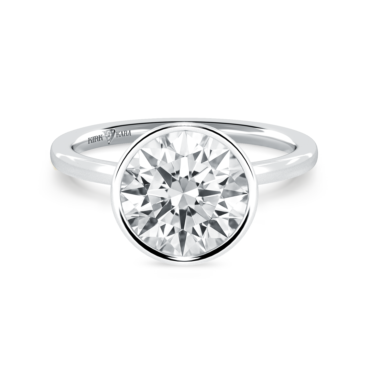 Preset Bezel Round Solitaire Engagement Ring - Center Diamond Included