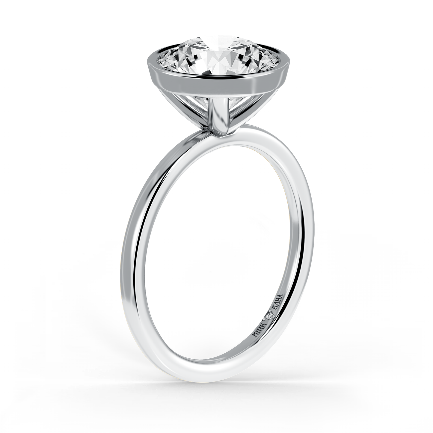 Preset Bezel Round Solitaire Engagement Ring - Center Diamond Included