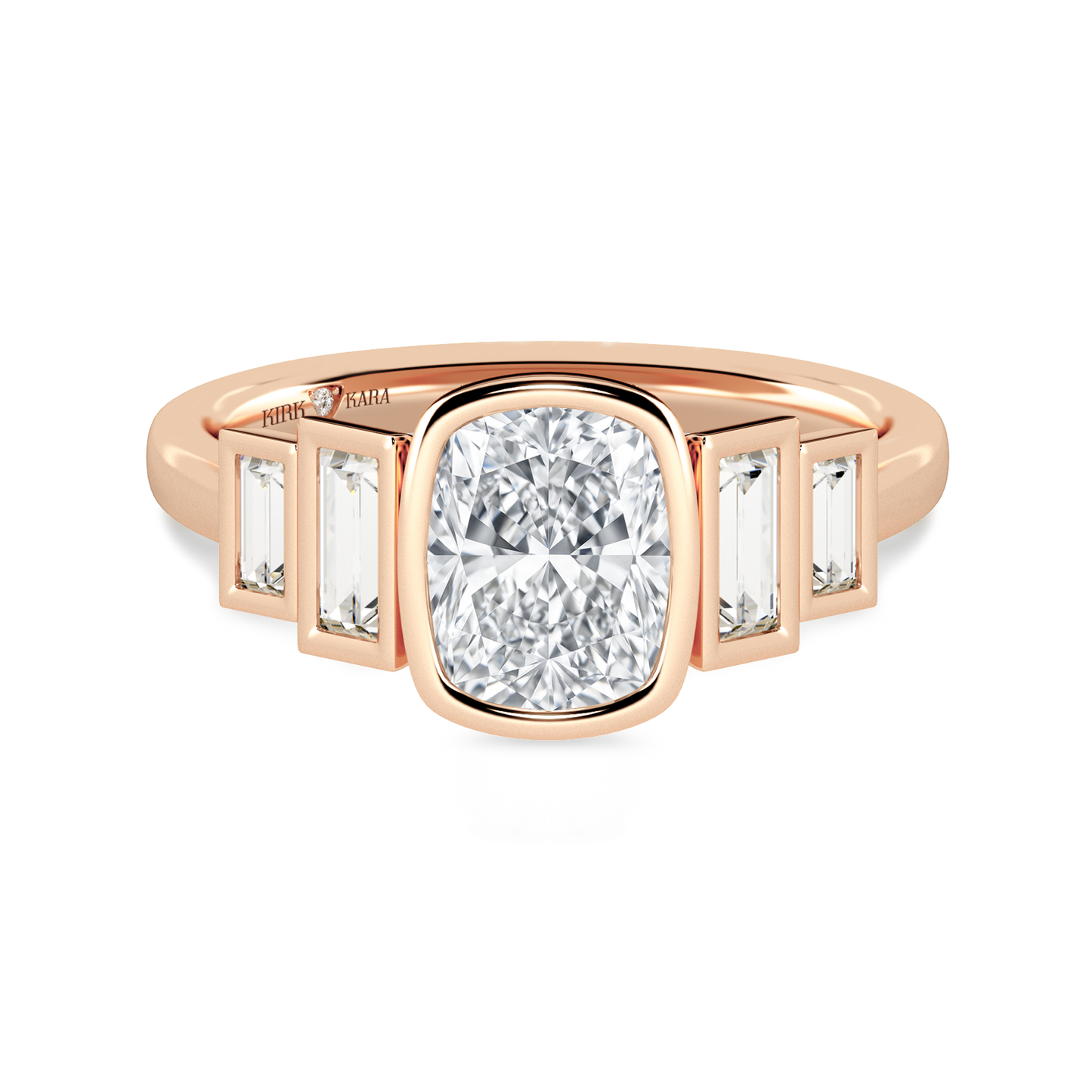 Preset Cushion Bezel Lab Diamond Engagement Ring - Center Diamond Included