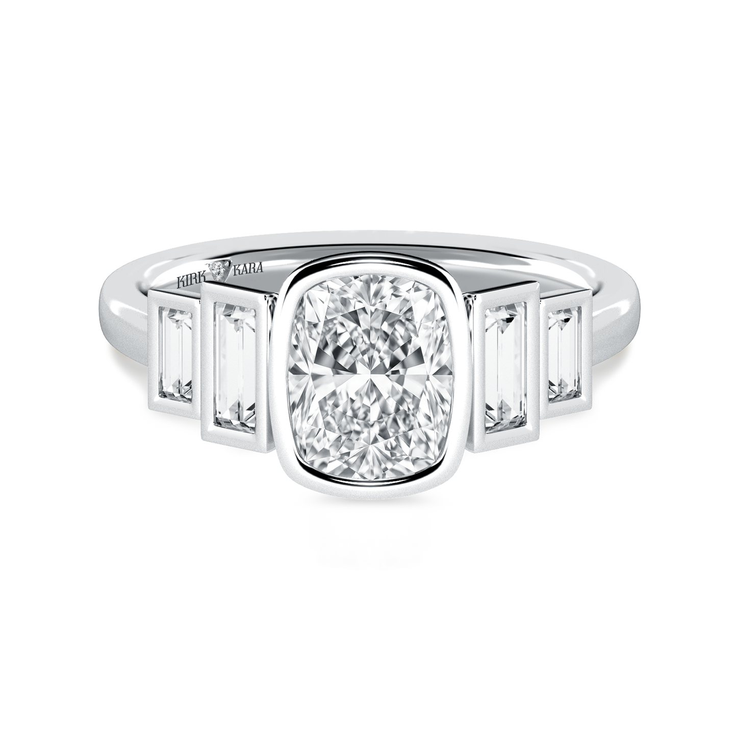Preset Cushion Bezel Lab Diamond Engagement Ring - Center Diamond Included