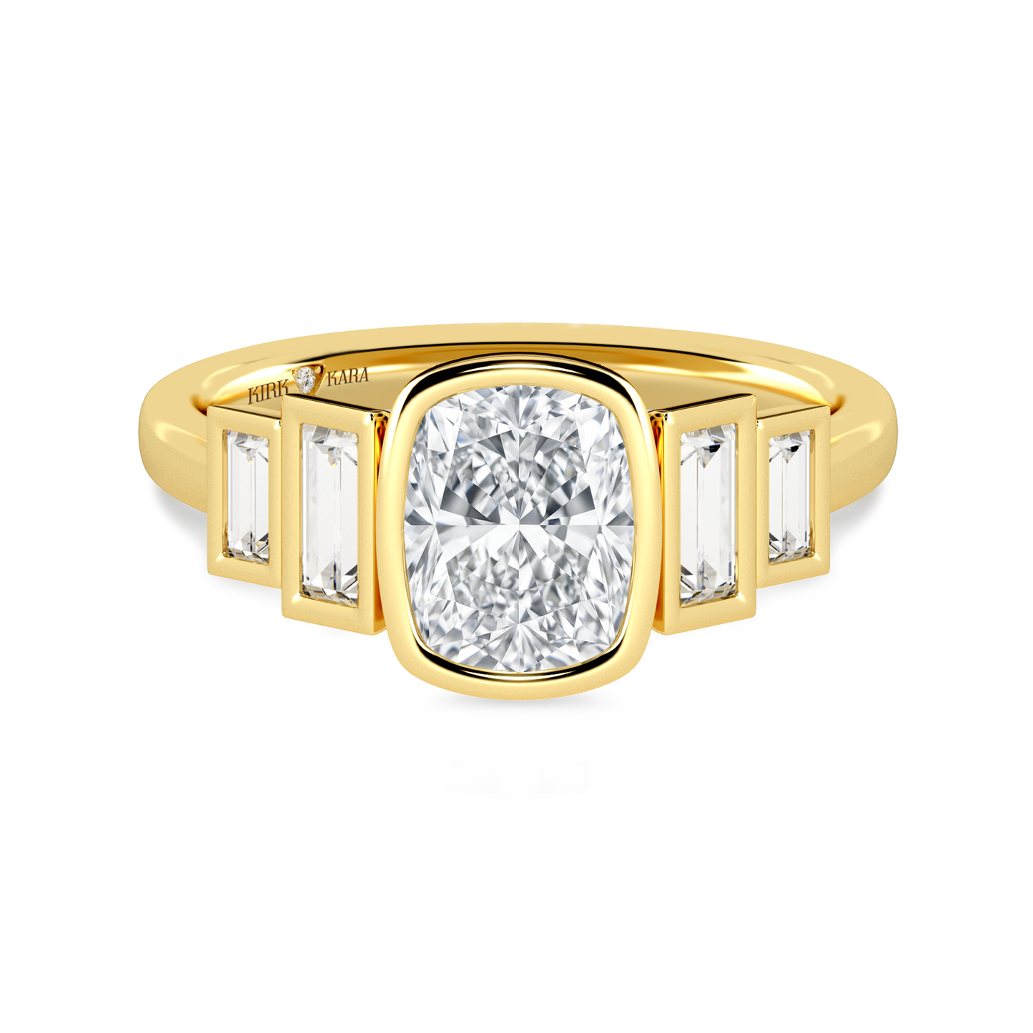 Preset Cushion Bezel Lab Diamond Engagement Ring - Center Diamond Included