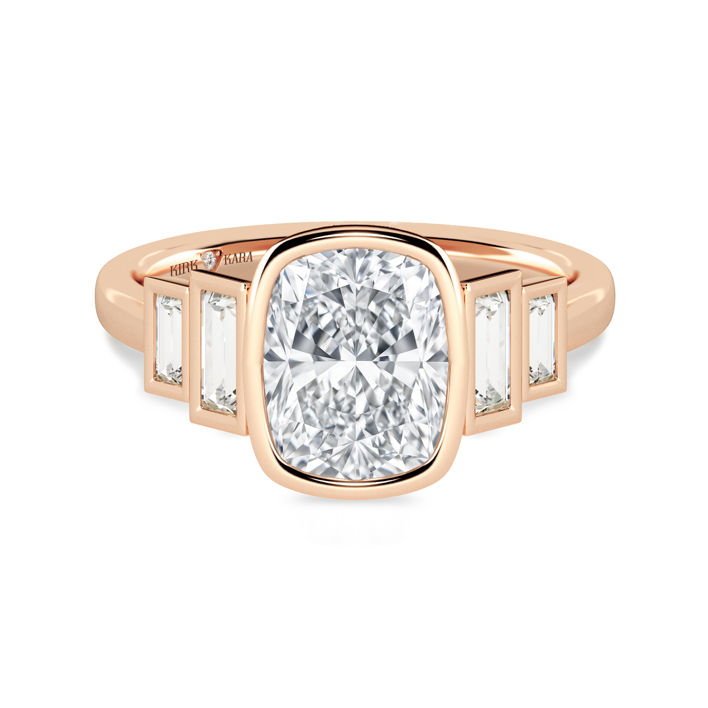 Preset Cushion Bezel Lab Diamond Engagement Ring - Center Diamond Included