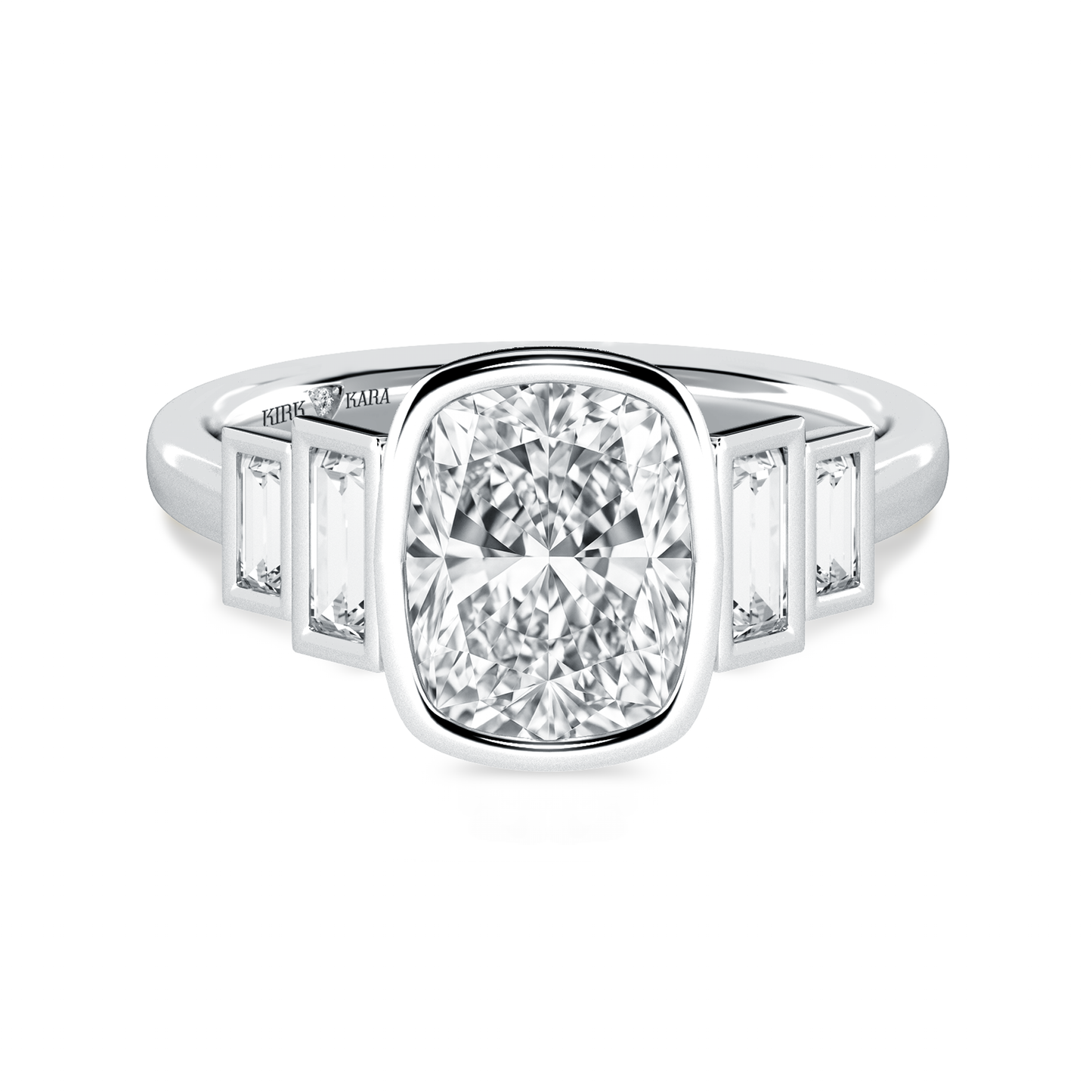 Preset Cushion Bezel Lab Diamond Engagement Ring - Center Diamond Included