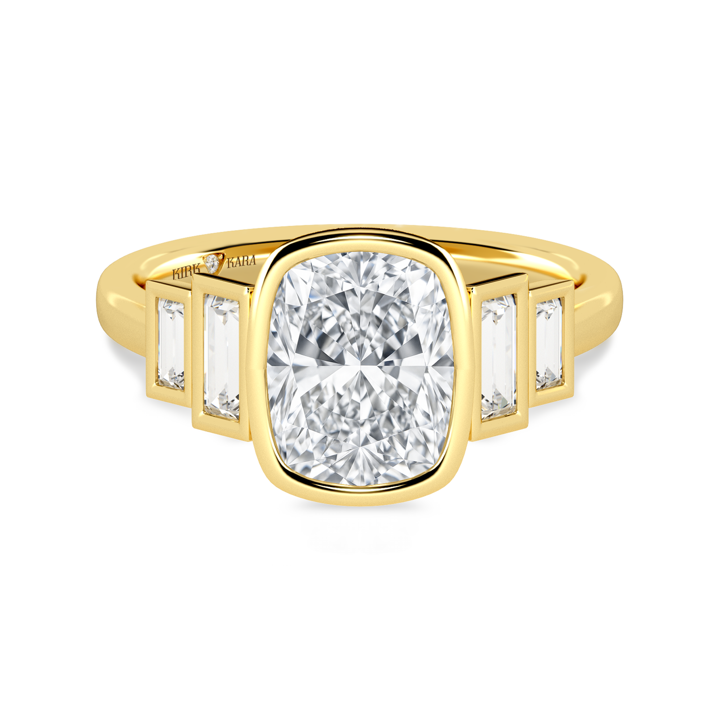 Preset Cushion Bezel Lab Diamond Engagement Ring - Center Diamond Included