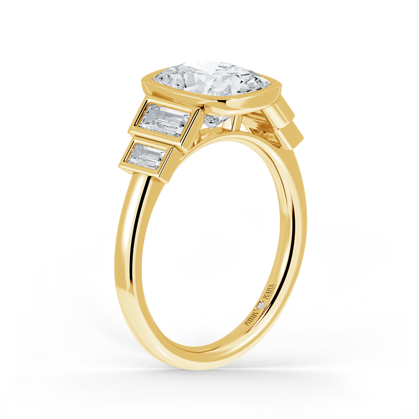 Preset Cushion Bezel Lab Diamond Engagement Ring - Center Diamond Included