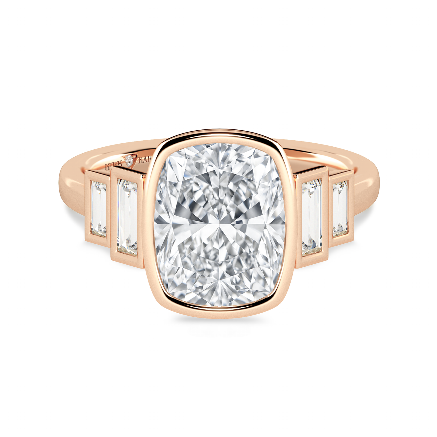 Preset Cushion Bezel Lab Diamond Engagement Ring - Center Diamond Included