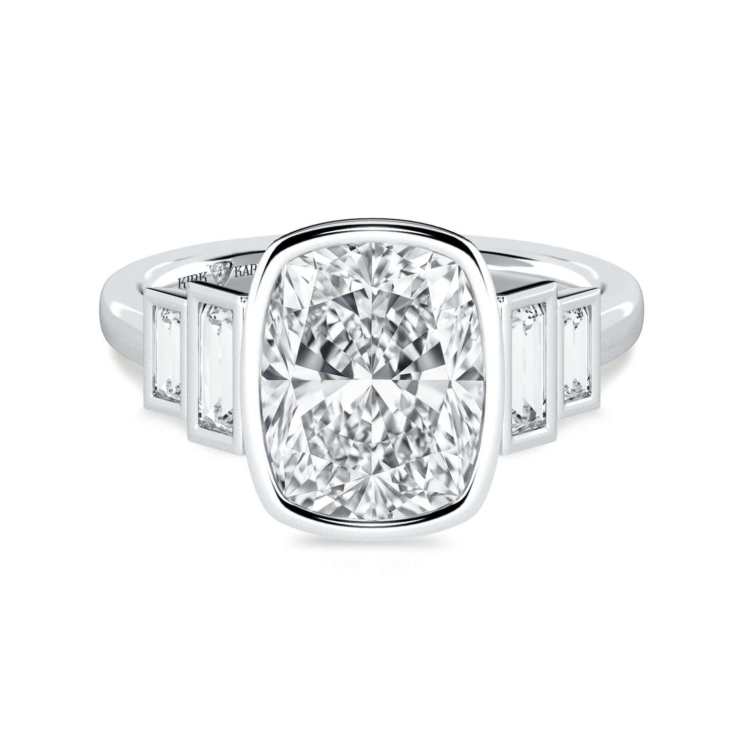 Preset Cushion Bezel Lab Diamond Engagement Ring - Center Diamond Included