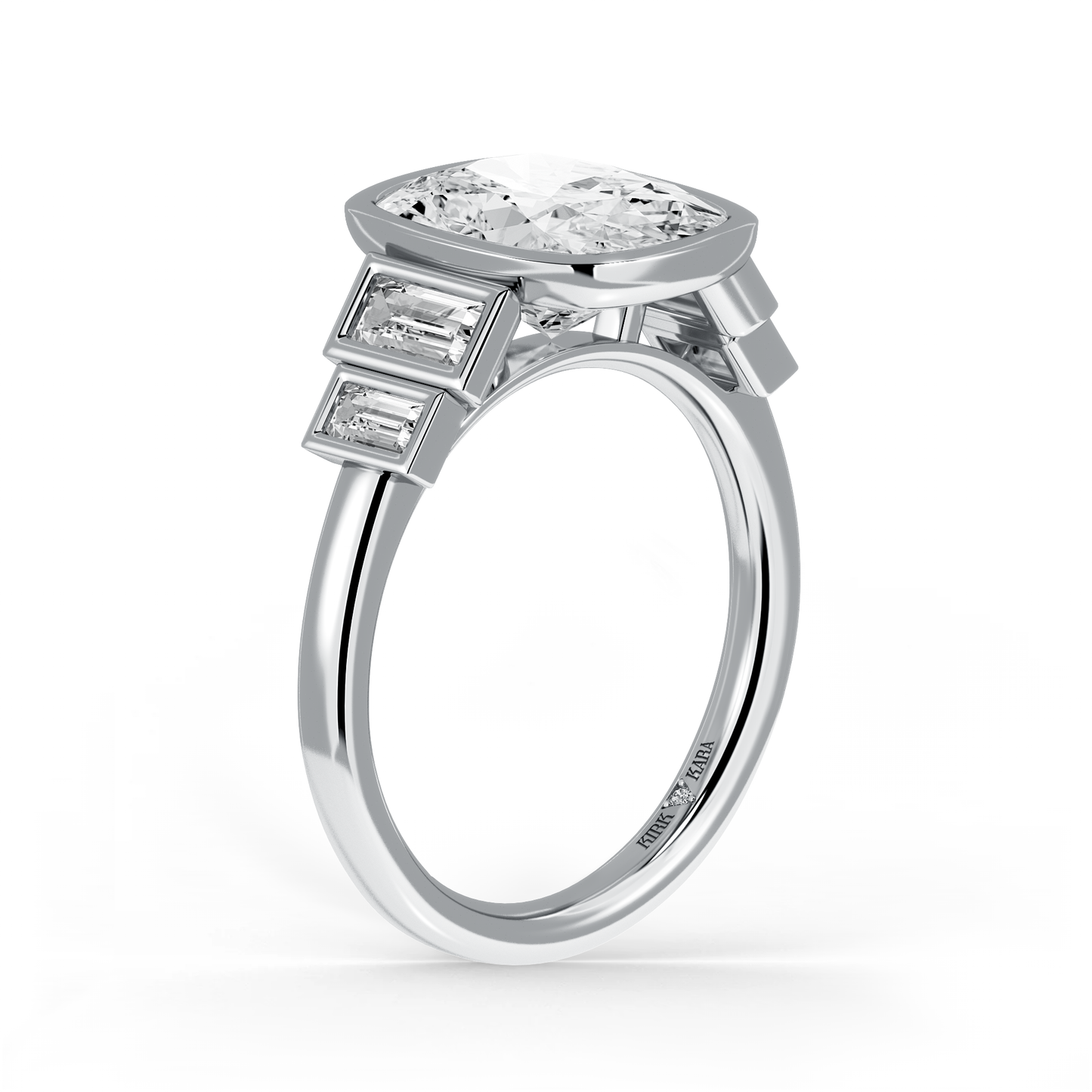 Preset Cushion Bezel Lab Diamond Engagement Ring - Center Diamond Included