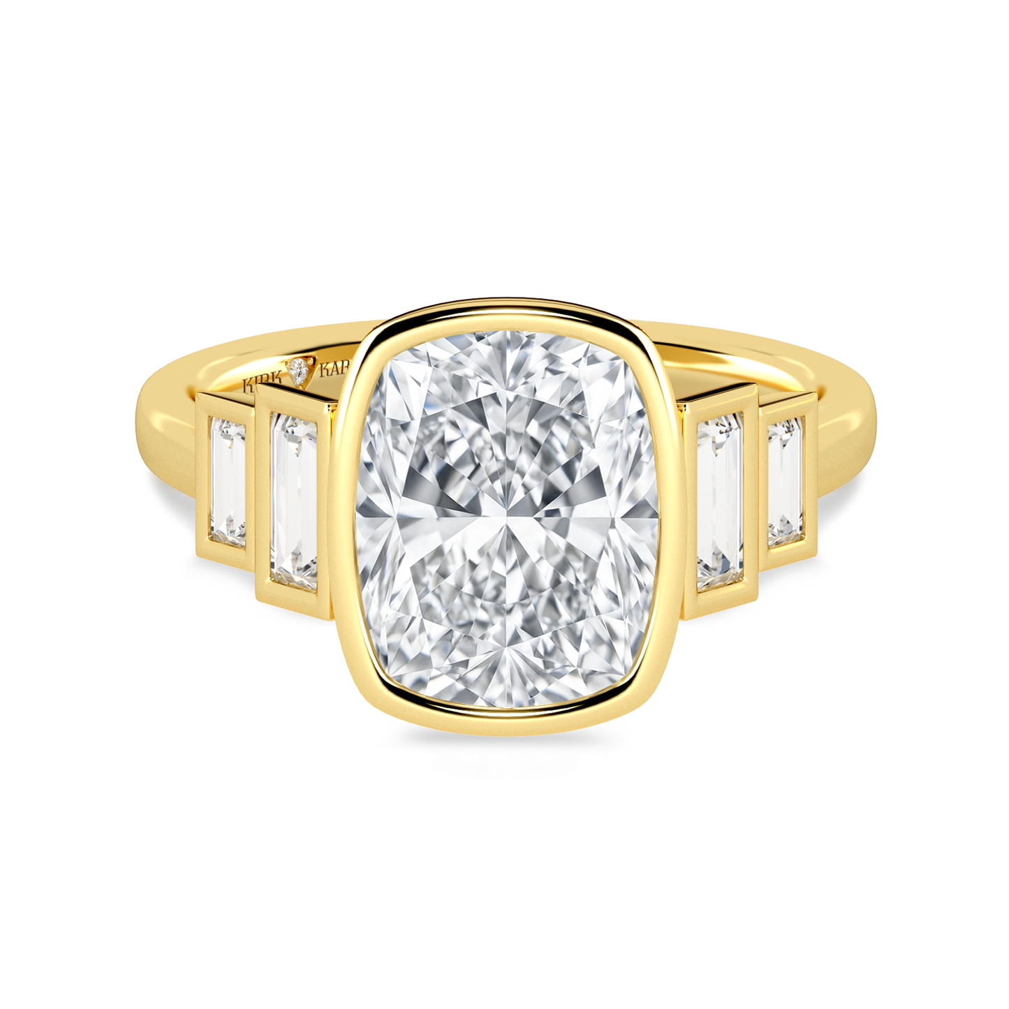 Preset Cushion Bezel Lab Diamond Engagement Ring - Center Diamond Included