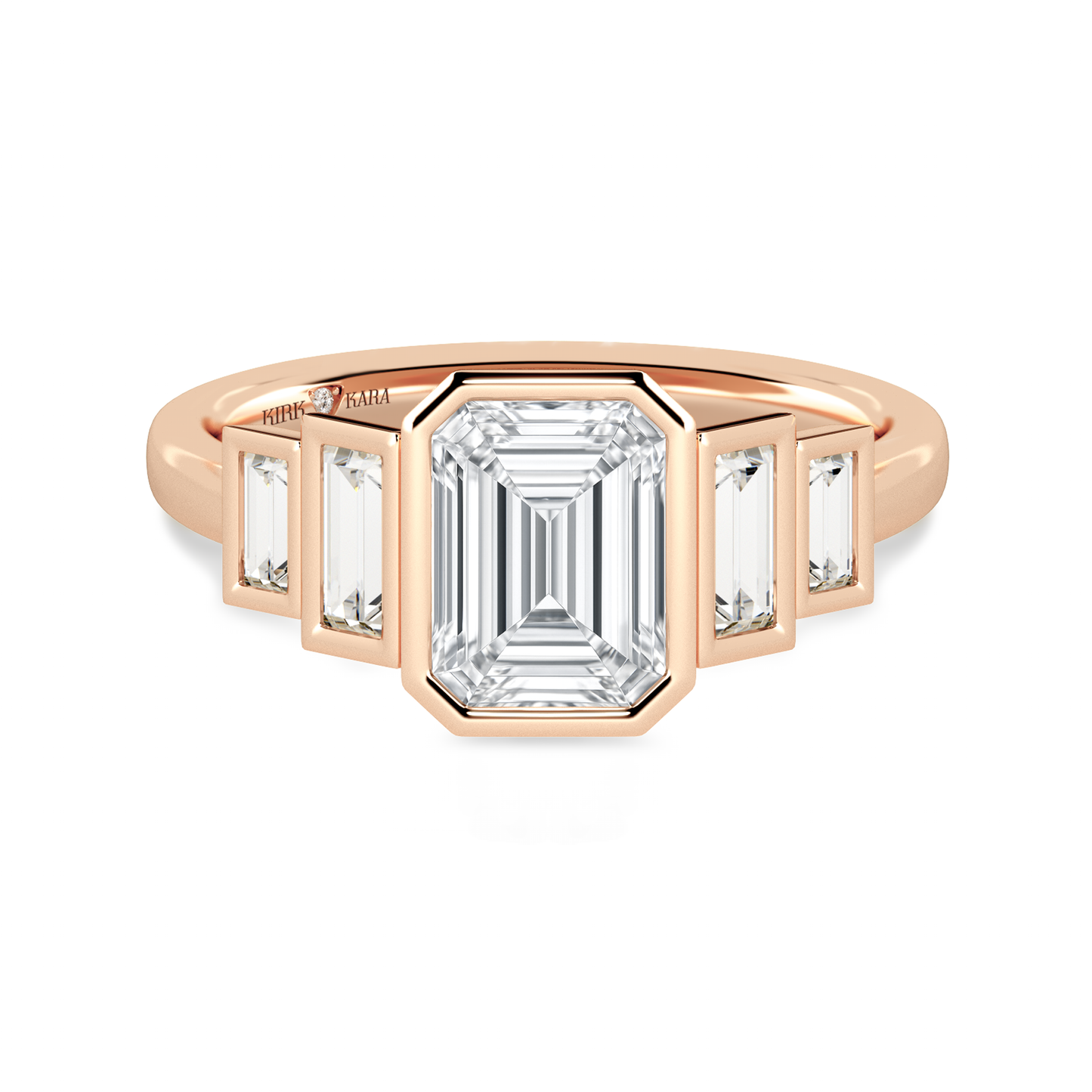 Preset Emerald Bezel Lab Diamond Engagement Ring - Center Diamond Included