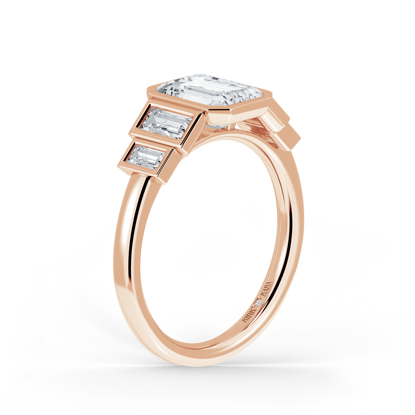 Preset Emerald Bezel Lab Diamond Engagement Ring - Center Diamond Included