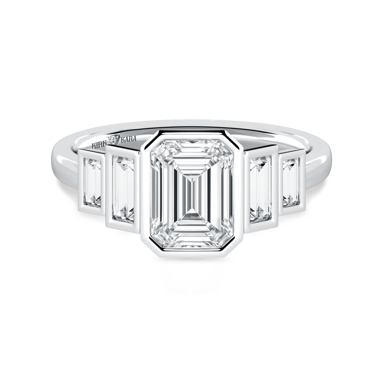 Preset Emerald Bezel Lab Diamond Engagement Ring - Center Diamond Included