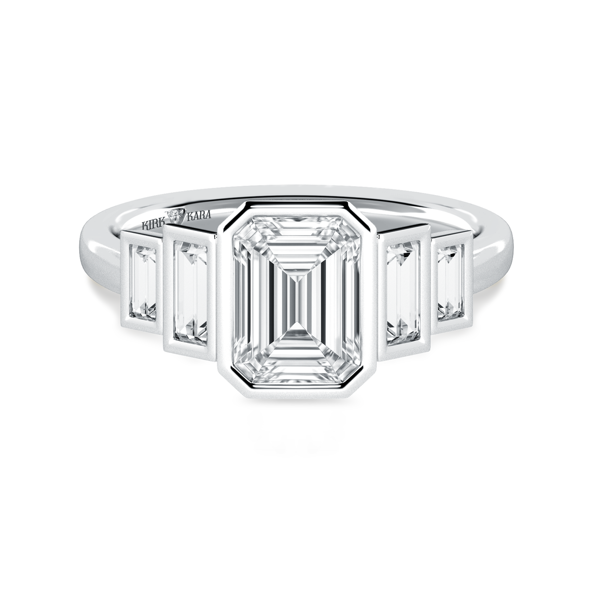 Preset Emerald Bezel Lab Diamond Engagement Ring - Center Diamond Incl ...