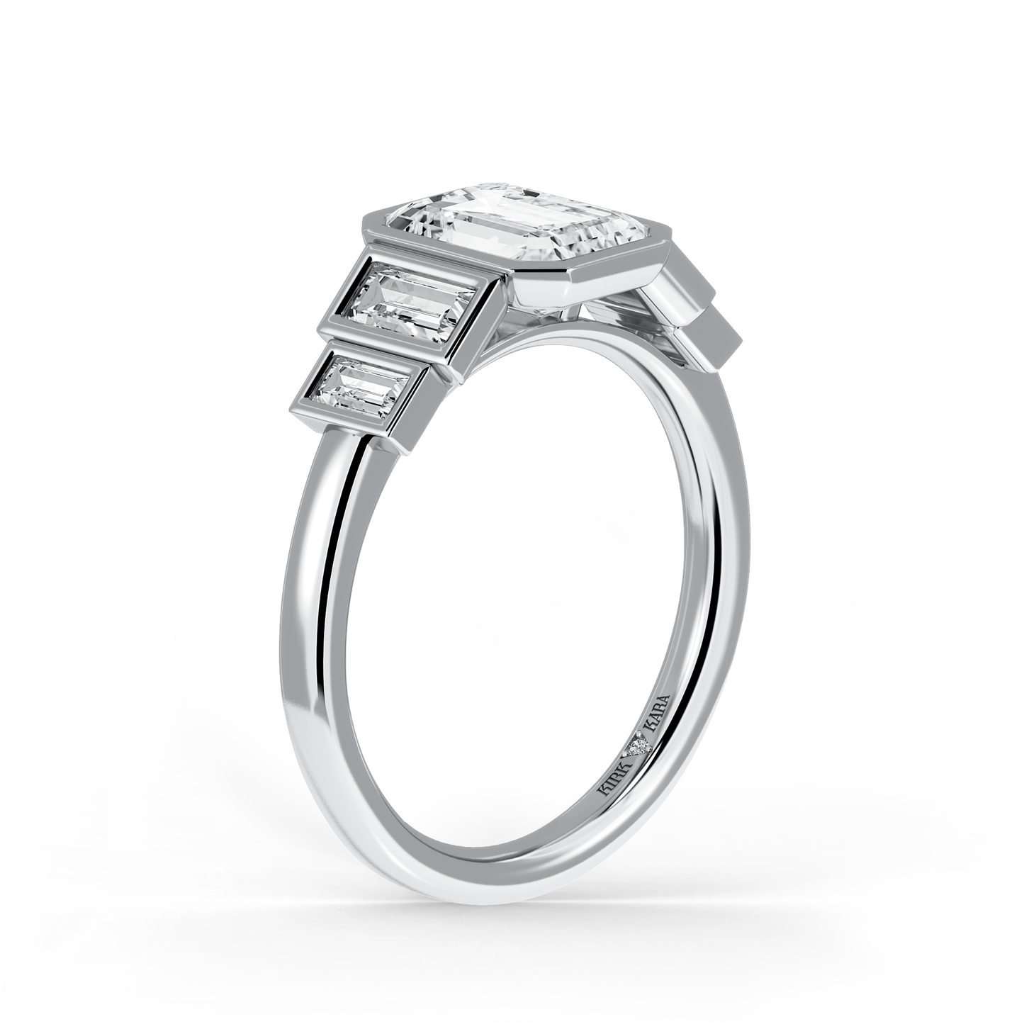 Preset Emerald Bezel Lab Diamond Engagement Ring - Center Diamond Included