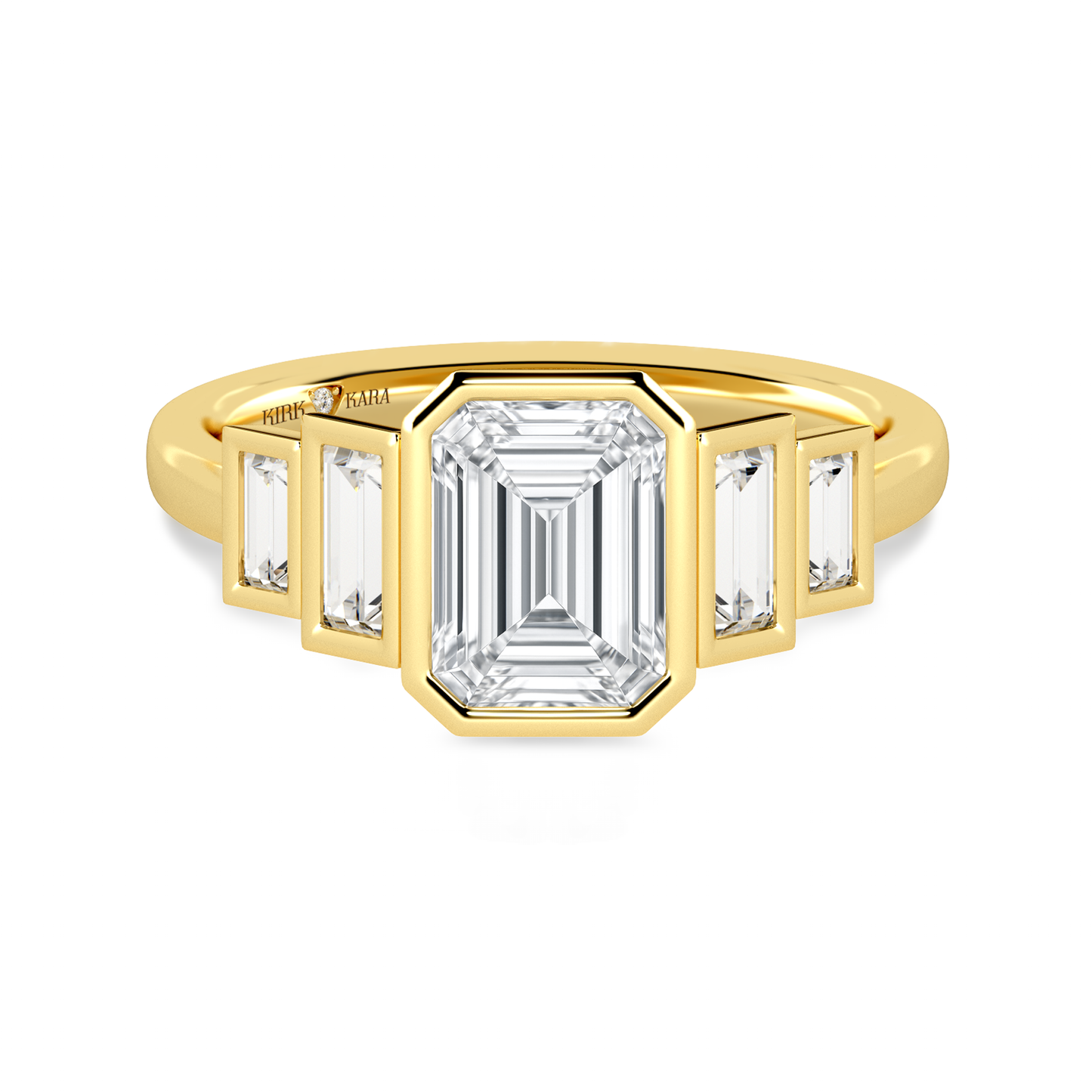 Preset Emerald Bezel Lab Diamond Engagement Ring - Center Diamond Included