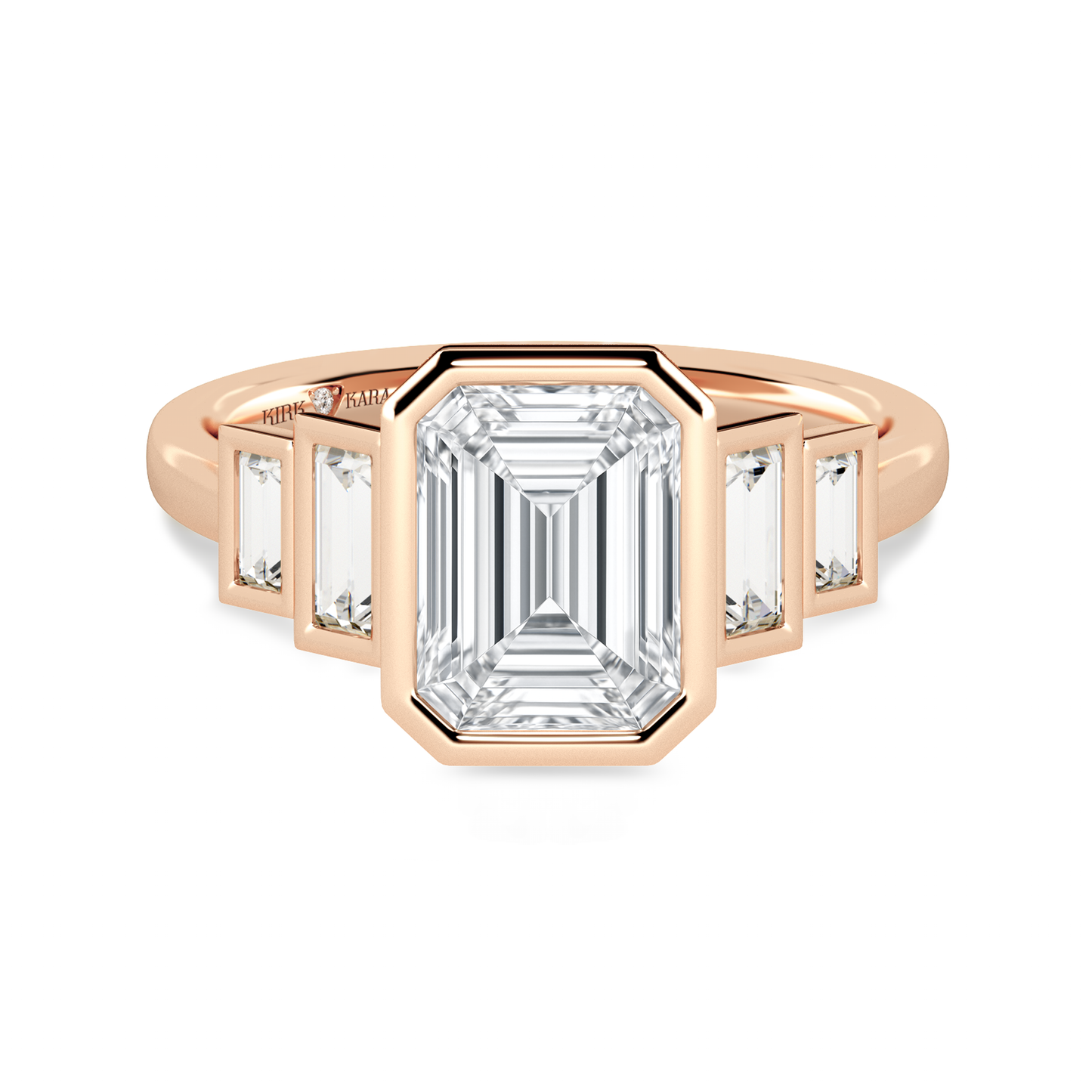 Five Stone Baguette Bezel Cathedral Diamond Engagement Ring