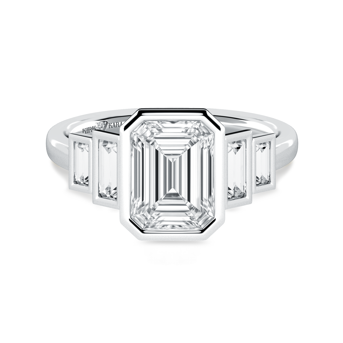 Five Stone Baguette Bezel Cathedral Diamond Engagement Ring