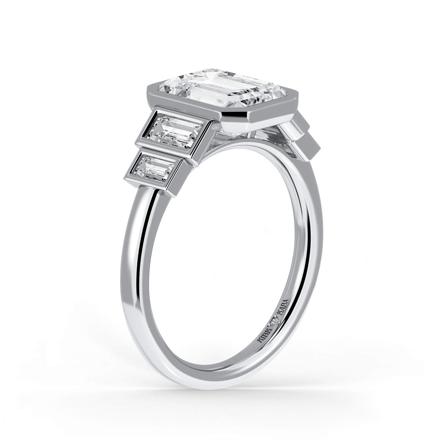 Five Stone Baguette Bezel Cathedral Diamond Engagement Ring