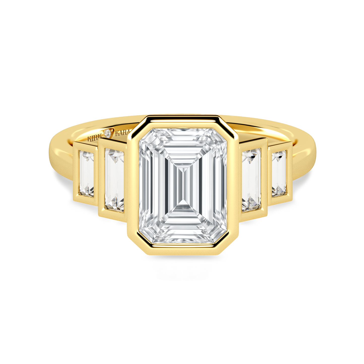 Five Stone Baguette Bezel Cathedral Diamond Engagement Ring