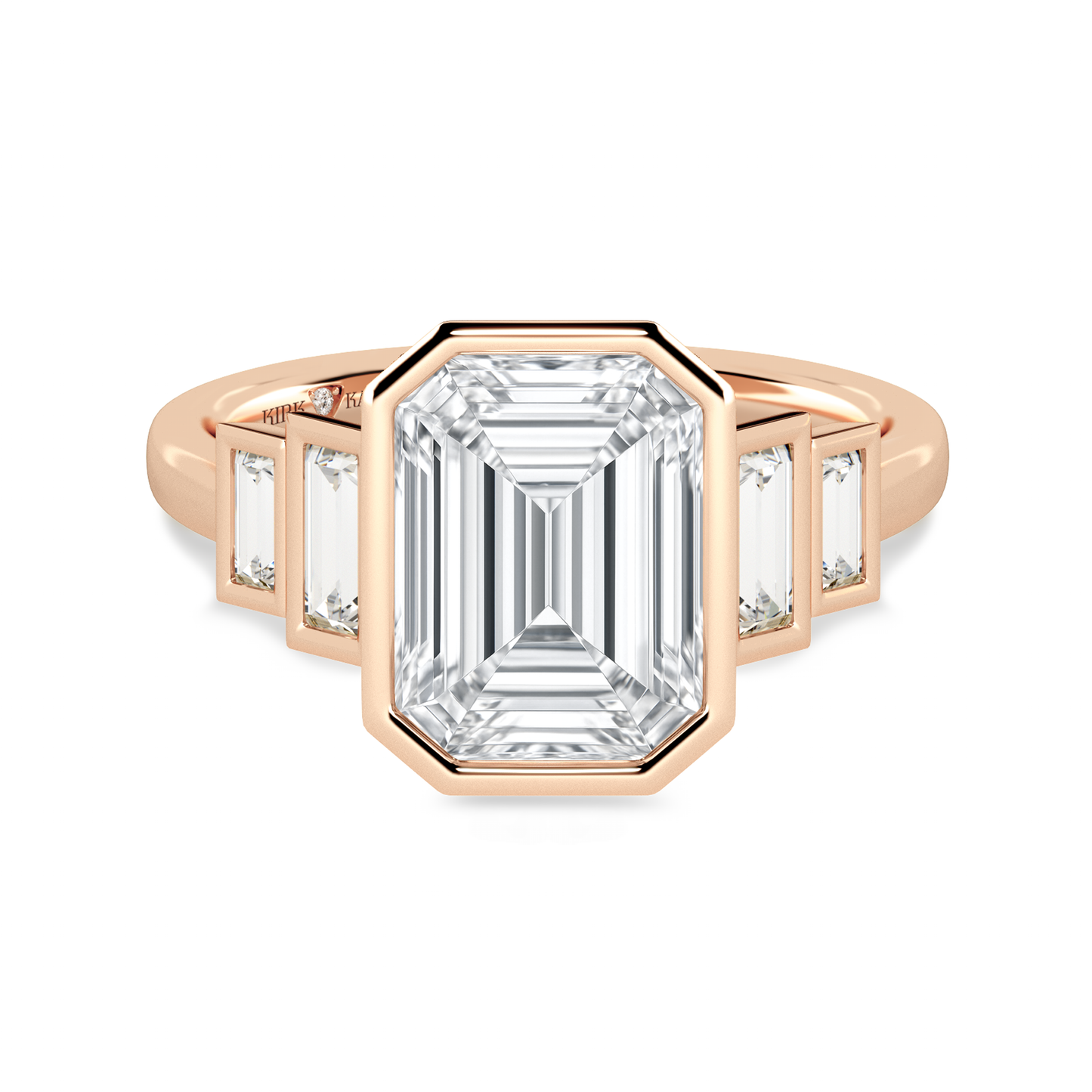 Preset Emerald Bezel Lab Diamond Engagement Ring - Center Diamond Included