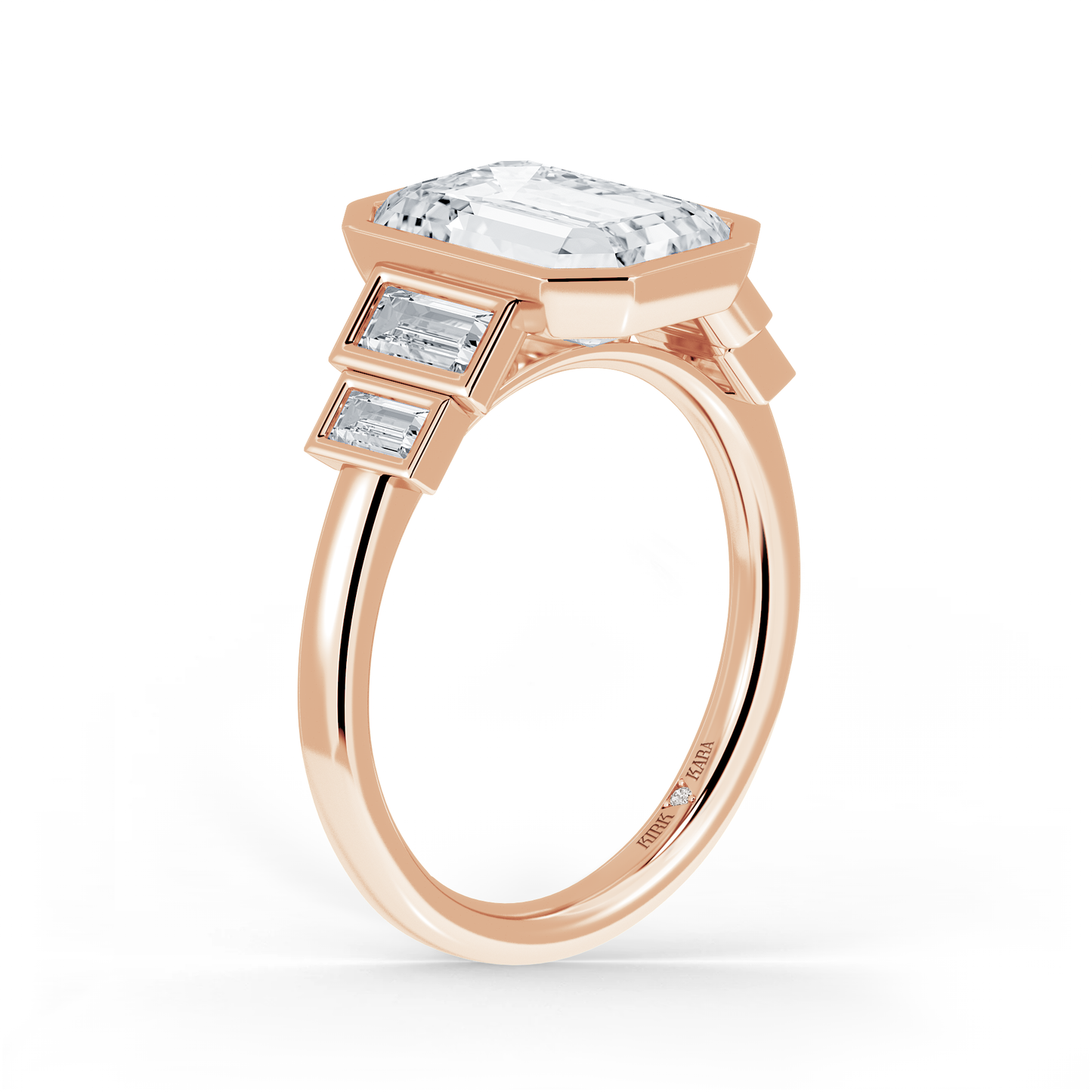 Preset Emerald Bezel Lab Diamond Engagement Ring - Center Diamond Included