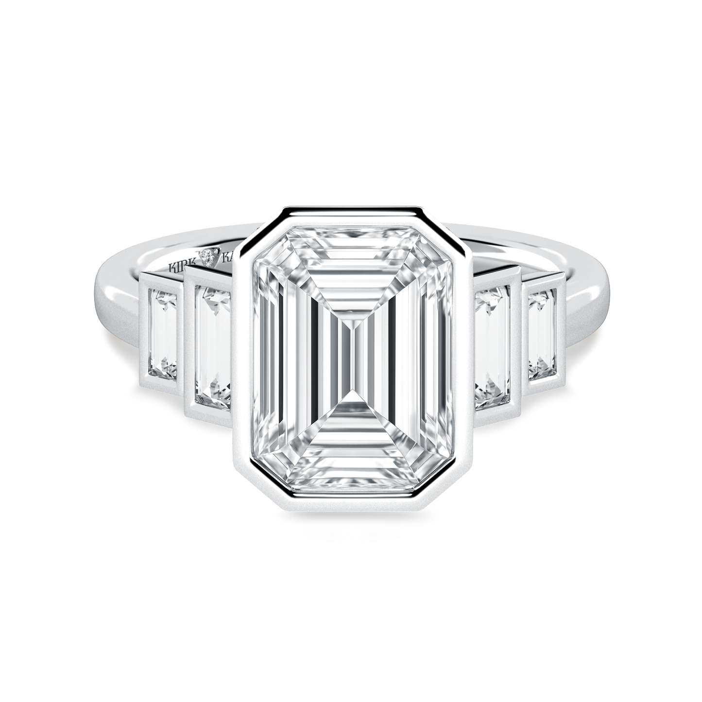 Preset Emerald Bezel Lab Diamond Engagement Ring - Center Diamond Included