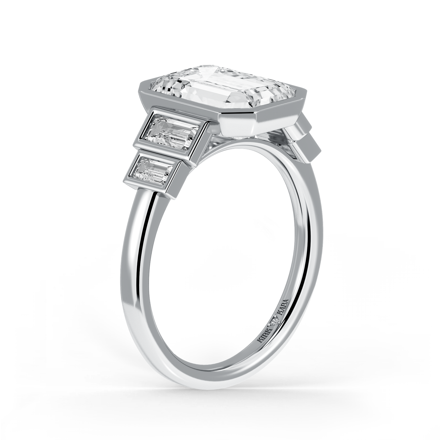 Preset Emerald Bezel Lab Diamond Engagement Ring - Center Diamond Included