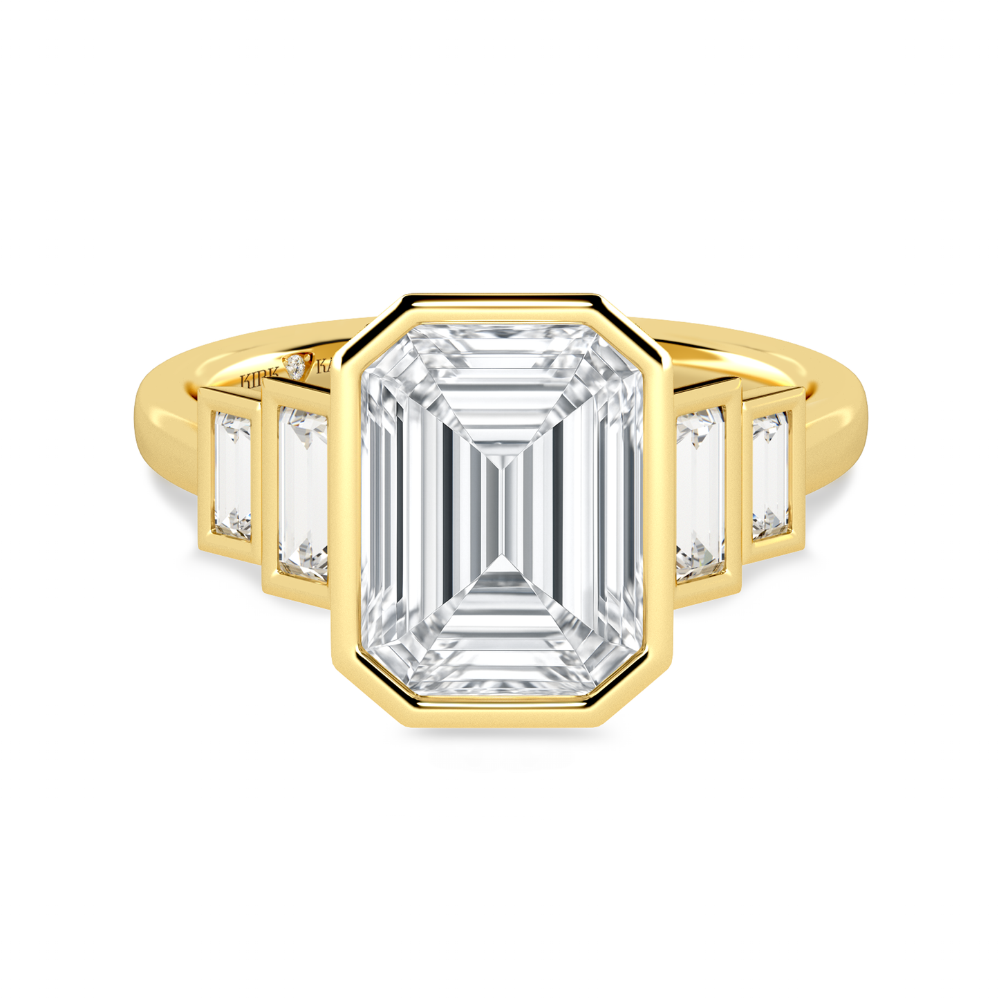 Preset Emerald Bezel Lab Diamond Engagement Ring - Center Diamond Included
