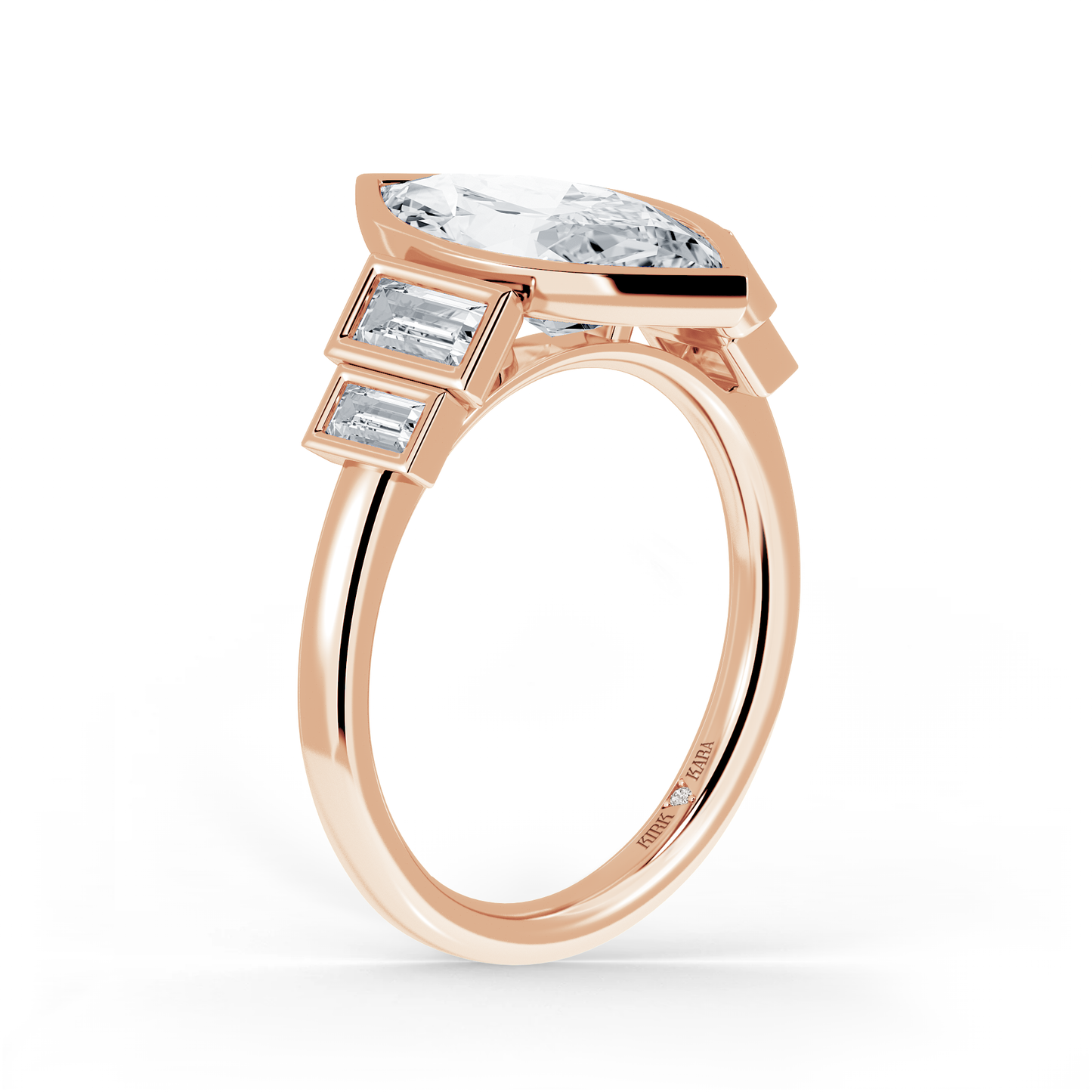 Preset Marquise Bezel Lab Diamond Engagement Ring - Center Diamond Included